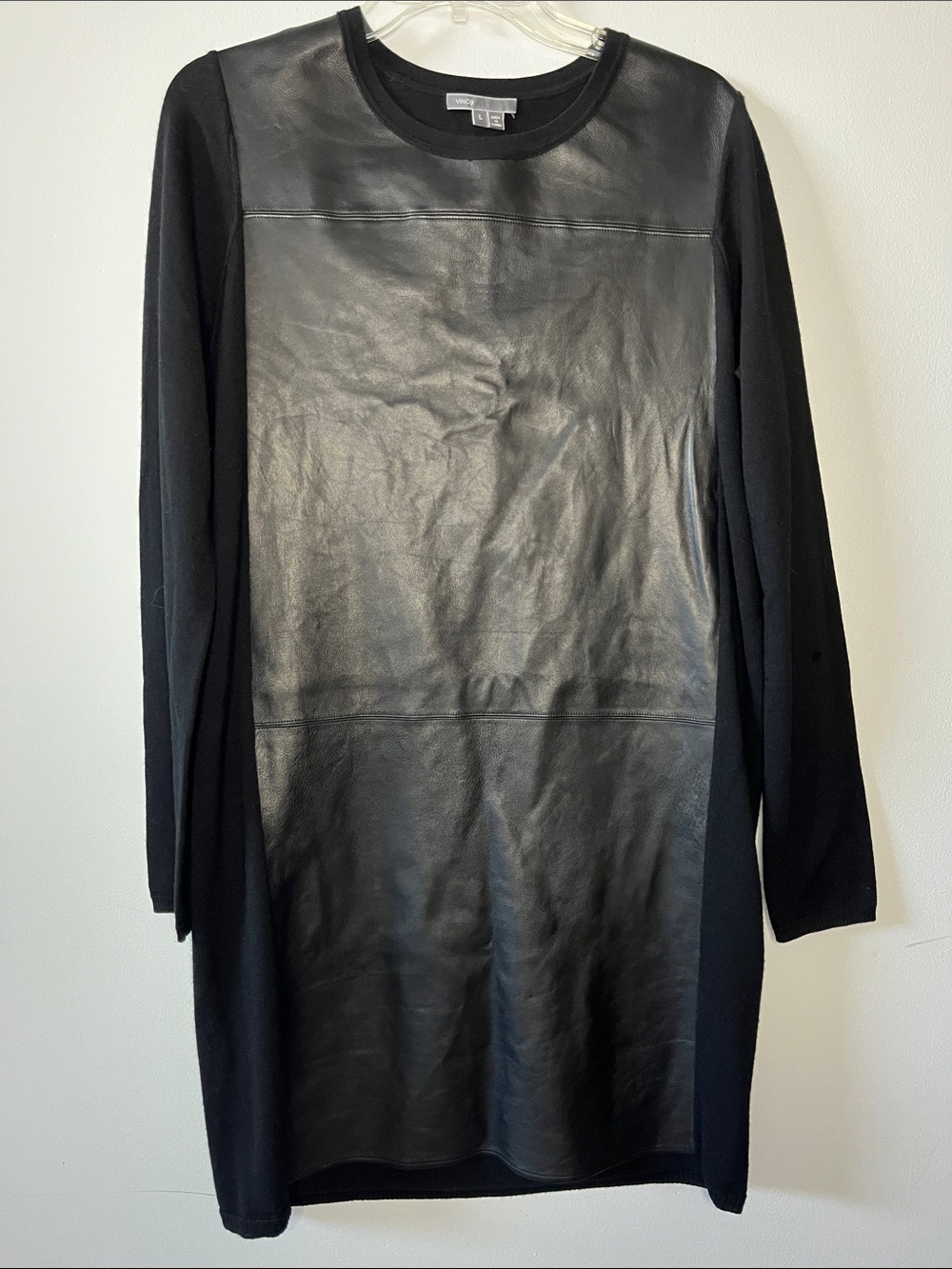 Vince Marino wool lamb leather long sleeve dress (HOLES)